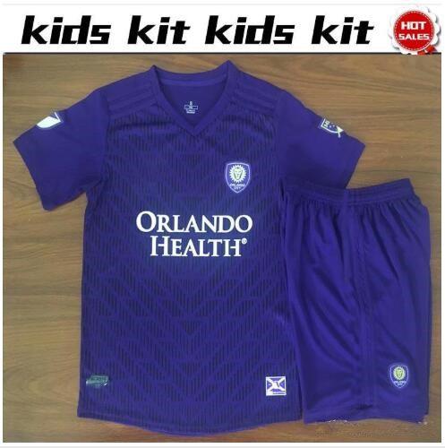 2019 Kids Jersey MLS Orlando City home kit with pants 19/20 Child MLS Football Shirts home Boy soccer Kit 2019 shirt+pants