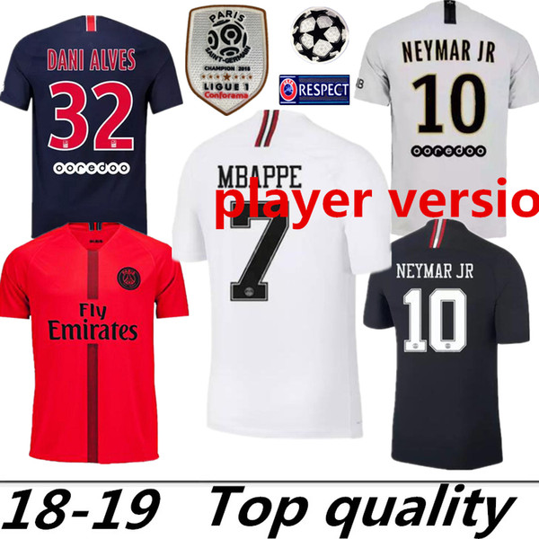 Player Version PSG mbappe black PARIS white champions league maillot de foot 2018 2019 Paris 9 CAVANI CHOUPO-MOTING third 3rd soccer jersey