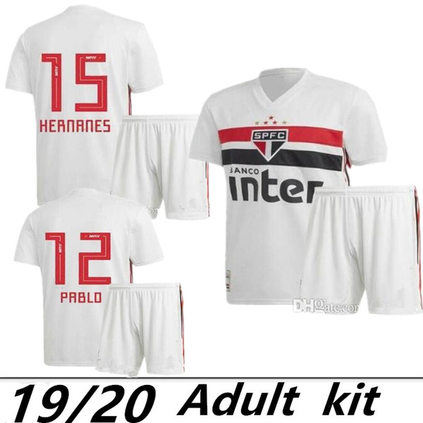 ADULT KIT 19 20 Soccer Jersey Sao Paulo Souza Helinho Peres Hernanes 2019 Camisa de futebol Sao Paulo Football Shirts Kits Unifrom Maillot