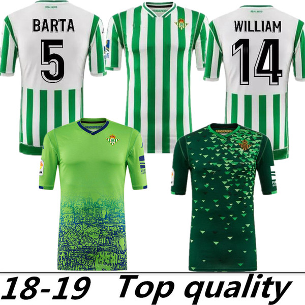 18 19 Real Betis Soccer Jersey 2018 2019 JOAQUIN VAN DER VAART BOUDEBOUZ shirt MANDI BARTA TELLO INUI Football uniform Adults and kids