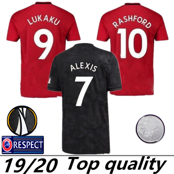 2019 United #6 POGBA Soccer Jerseys Home Red #7 ALEXIS #9 LUKAKU 19/20 Club Football Team Third Black Football Jersey Shir tManchester