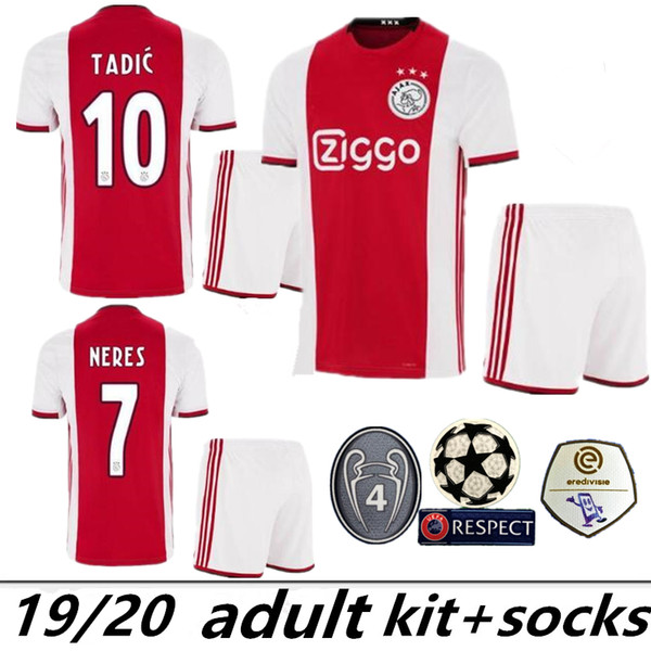 2019 2020 adult kit Ajax Home soccer Jersey KLAASSEN DOLBERG MELIK DIJKS EL GHAZI YOUNES Top quality 19 20 Jerseys football shirts