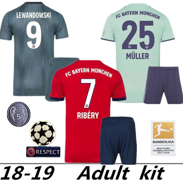 Bayern Munich adult kit 18 19 james Soccer jersey SOCKS men SET 2018 2019 VIDAL third LEWANDOWSKI MULLER ROBBEN THIRD away FULL set shirts