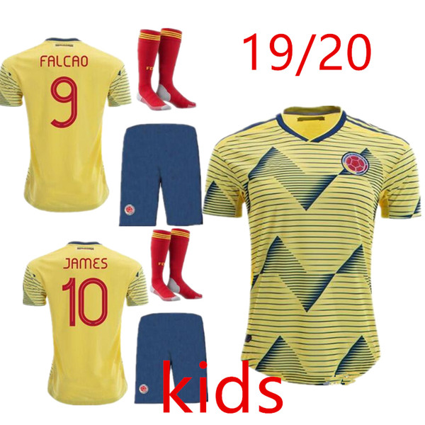 2019 Colombia Copa America home KIDS KIT soccer jersey yellow james falcao 19 20 Colombia away Sanchez 2020 child Football shirts