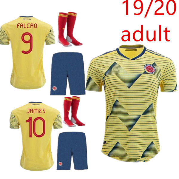 Adult Kit 2019 Colombia Soccer Jersey Copa America Home CUADRADO Rodriguez JAMES FALCAO 19 20 Camiseta Colombia Men Sets Football shirts