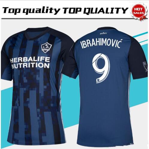 MLS 2019 Los Angeles Galaxy away Soccer Jersey LA GALAXY away blue Soccer Shirt Customized # 9 IBRAHIMOVIC men football uniform Sales