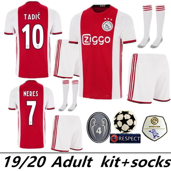 10 TADIC 21 DE JONG 22 ZIYECH Ajax FC soccer jersey NERES DE LIGT CRUYFF DOLBERG VAN DE BEEK HUNTELAAR TAGLIAFICO MAZRAOUI Football Shirts