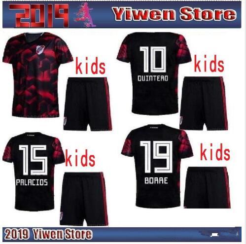 Kids 2019 River Plate away soccer Jersey Kids Kit Soccer Jerseys 19/20 Child Soccer Shirts uniform jersey+shorts