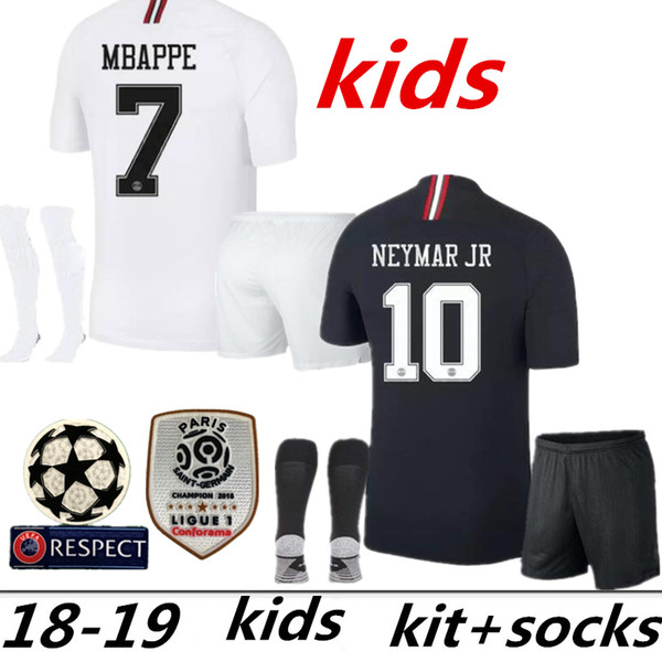 2018 2019 kids kit sock soccer Jerseys 18 19 mbappe home VERRATTI CAVANI child Buffon RED psg SHIRT Jordam Champions League Long sleeve BOYS