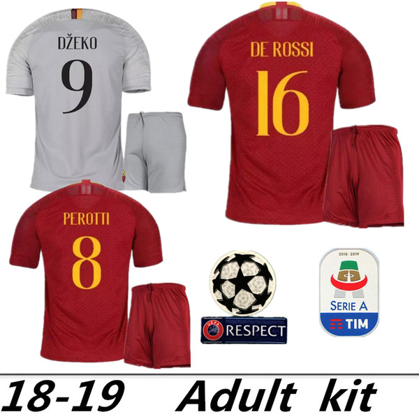 NEW 18 19 ROME home Soccer Jerseys uniforms TOTTI ROMA DZEKO Sports DE ROSSI Jersey 2018 2019 EL SHAARAWY NAINGGOLAN Football Shirt kit