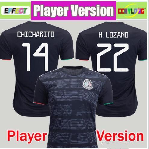 Player Version 2019 Mexico Soccer Jersey National Gold Cup Home Black 19/20 CHICHARITO LOZANO GUARDADO CARLOS VELA RAUL Football Shirts