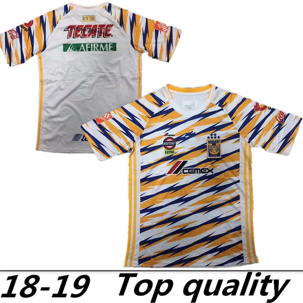 TOP QUALITY 18 19 Mexico club Tigres UANL soccer jersey Yellow home 6 Stars 2018 2019 GIGNAC Vargas H. Ayala 3RD away blue football Shirt