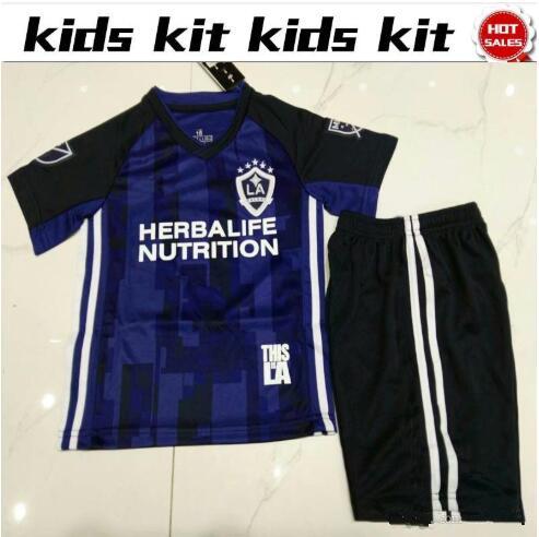 MLS Kids Kit Los Angeles Galaxy away Football Jerseys 2019/20 Galaxy Child football away blue Boy Soccer Jerseys Child Soccer Shirts+pants