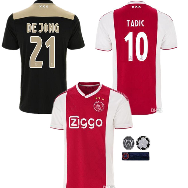 Top thailand DE JONG TADIC 2018 2019 AJAX FC soccer jerseyS DOLBERG HUNTELAAR ZIYECH CRUYFF jerseys 18 19 football kit shirt Netherland voet