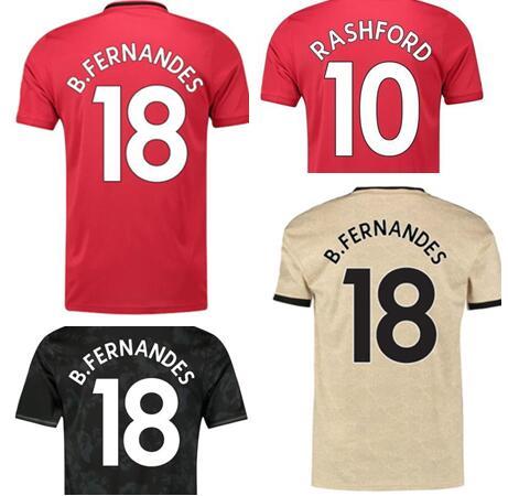 Customized Thai Quality 19-20 18 B.FERNANDES Rashford 10 Soccer Jerseys Shirt Tops 9 Martial 21 JAMES 5 Maguire 29 Wan-Bissaka Soccer Jersey