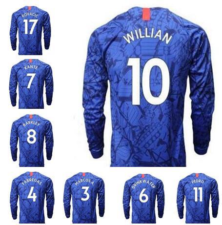 19-20 Long Sleeve 22 PULISIC 10 Hazard 3 MARCOS A.7 Kanté 10 Willian 12 LOFTUS-CHEEK 8 BAKlEY Thai Quality sports jerseys near me