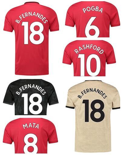 Customized 19-20 Thai Quality 6 pogba 18 B.FERNANDES 9 MARTIAL 10 Rashford14 Lingard 21 JAMES 26 Greenwood Soccer 29 Wan-Bissaka Jerseys