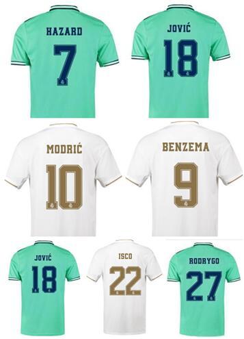 Customized 19-20 mens 7 hazard Thai Quality Soccer Jerseys Shirts,Nacho 6 10 MODRIC 9 BENZEMA 8 Kroos 22 ISCO Nacho 6 Custom Soccer Jerseys