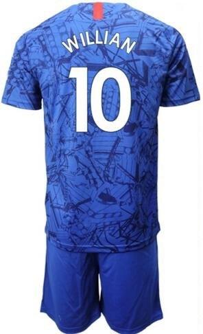 Customized 19-20 home blue 10 Willian Soccer Jersey With Short,Cheap mens 11 Pedro 3 MARCOS A. 29 MORATA 9 Abraham 22 PULISIC men Soccer Set