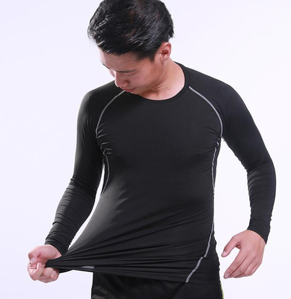 Discount Soccer quick drying sports tights long sleeve men's football training base shirt running Yoga suit breathable fitness suit Training
