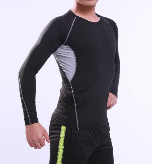 Discount quick drying sports tights long sleeve men football training base shirt running Yoga suit breathable fitness suit Training yakuda