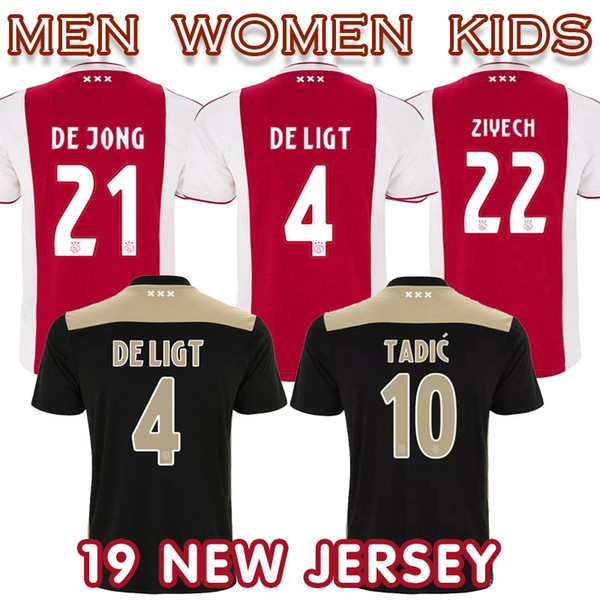 2019 Ajax soccer jersey Thailand TADIC ZIYECH DE JONG DOLBERG HUNTELAAR SCHONE VAN DE BEEK MEN KIDS champions football kit shirt