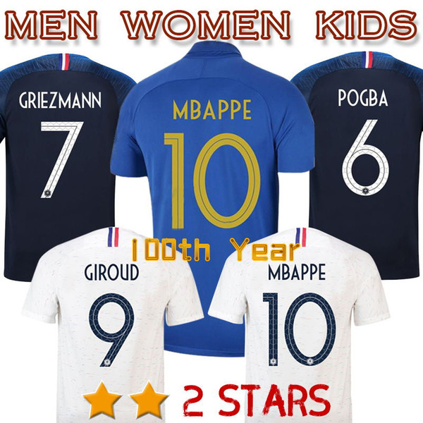 2 stars 2018 MBAPPE POGBA GRIEZMANN GIROUD FRANCEDD Soccer Jersey World Cup f KANTE FEKIR WORLD home away CUP Football Maillot de