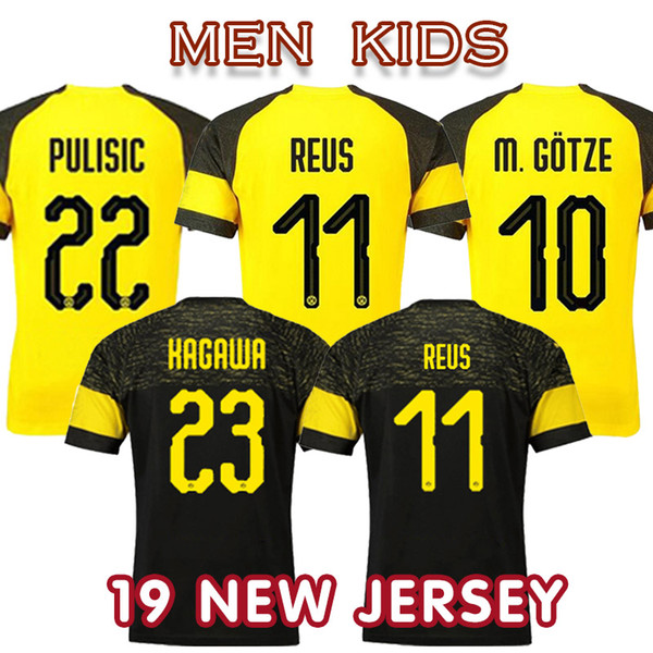 2019 Bourussia Jersey Soccer wear Dourtmund Home away Kids 10 GOTZE 11 REUS 22 PULISIC 23 KAGAWA WEIGL Football Shirt Kit