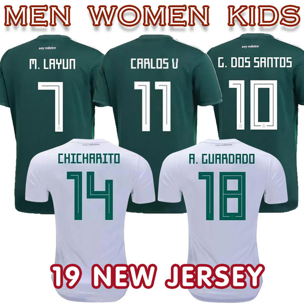 2018 Mexico maillot football National Team soccer jersey M.LAYUN 7 R.JIMENEZ 9 G.DOS SANTOS 10 men women kids away home