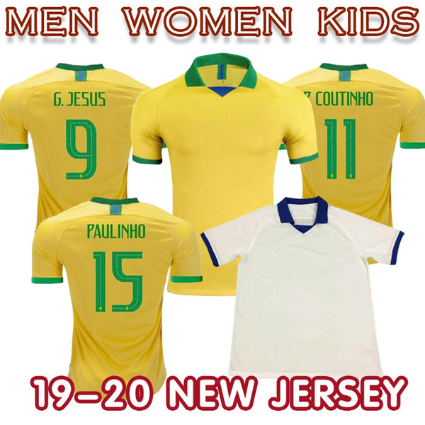 2019 Brassil maillot football National Team soccer jersey Neimar P.Caoutinhou Gesus William men women kids away home