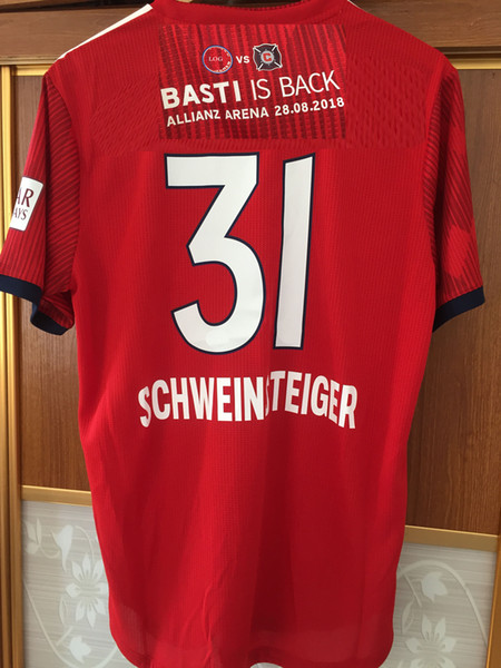 2018 2019 BASTI IS BACK Jersey Farewell SCHWEINSTEIGER soccer Jersey Match Worn player Issue Special Edition Football uniforms Soccer Sports