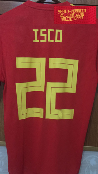 2018 Home Match Worn Player Issue A.iniesta Isco Diego COsta Asensio Thiago With Match Details Customize Any Name Any Number Soccer Shirt