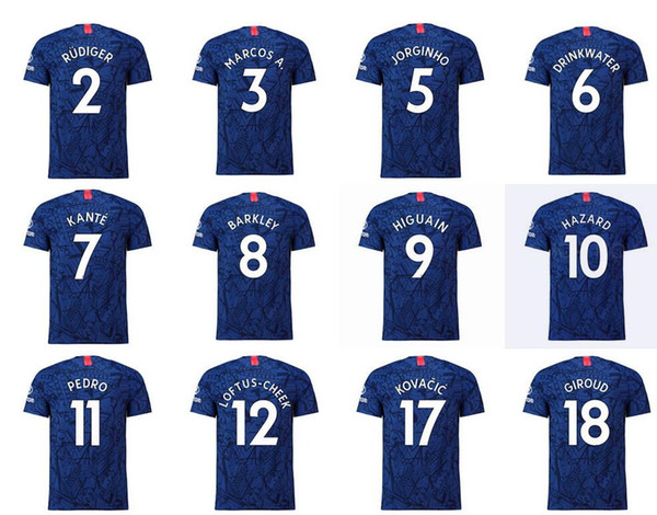 Home Stadium Shirt 2019-20 Soccer Jerseys 9 PULISIC 10 Hazard, 7 Kanté 22 Willian 12 LOFTUS-CHEEK Customized Soccer Tops Football Shirts