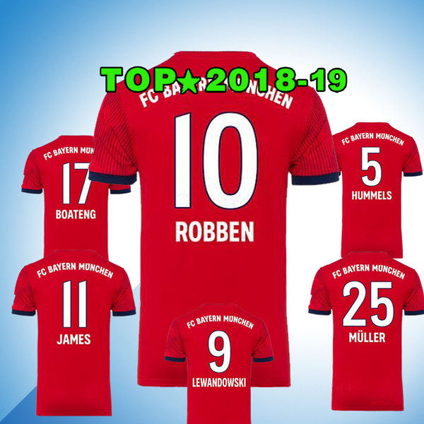 thaid quality JAMES RODRIGUEZ KIMMICH Soccer jerseys 2018 19 LEWANDOWSKI MULLER ROBBEN jersey 18 19 Trikot Football shirts maillot TOLISSO