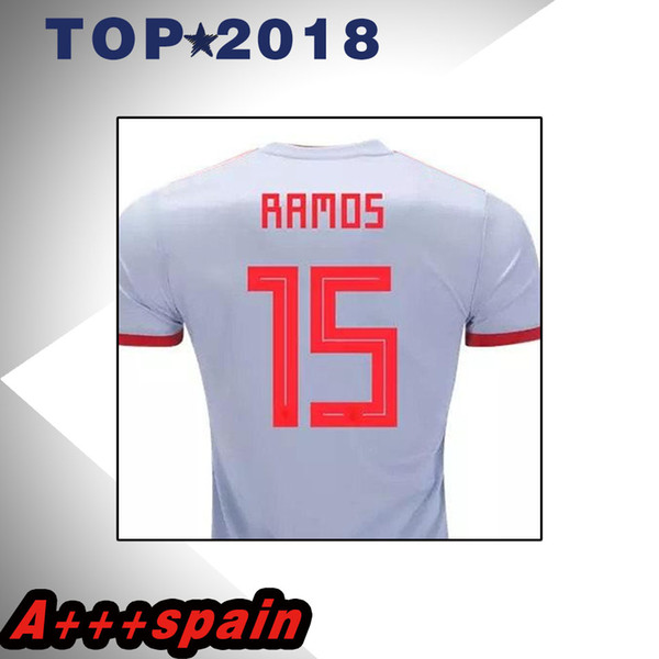 Spain white Soccer Jersey 2017 18 football away shirt 2018 MORATA ISCO ASENSIO RAMOS SILVA PEDRO TORRES A.INIESTA FABREGAS Football uniform