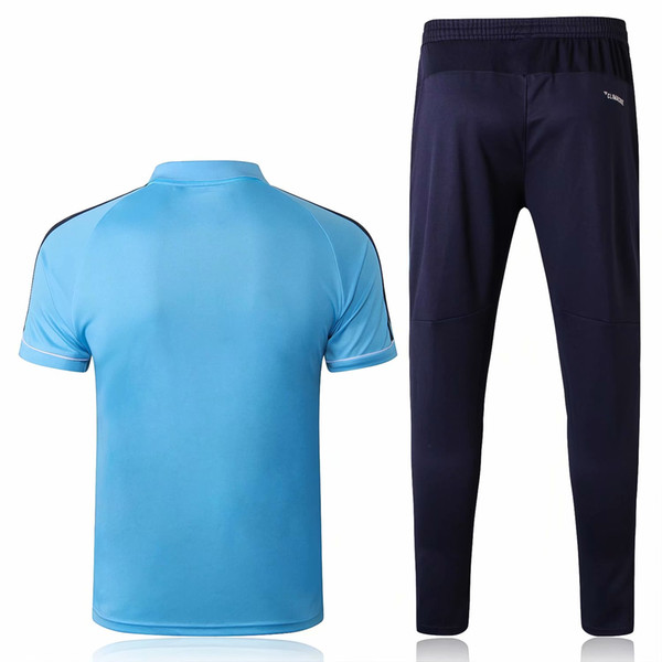 Survetements de foot Maglie calcio As Marseilles short sleeve polo Soccer jersey with long pants Football POLO Set