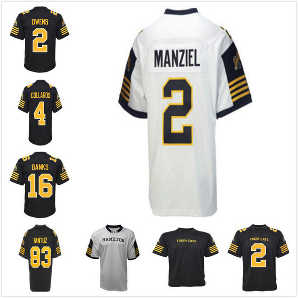 2018 New Supplier Men/women/Youth Canada Hamilton Tiger Cats 2 Johnny Manziel OWNES COLLAROS BANKS 83 FANTUZ Jersey White Black