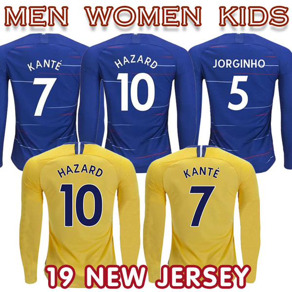 2019 long sleeves HAZARD Wholesale Soccer Jersey Kovacic JORGINHO GIROUD MORATA Football Shirt WILLIAN Pedro Moses Kante men