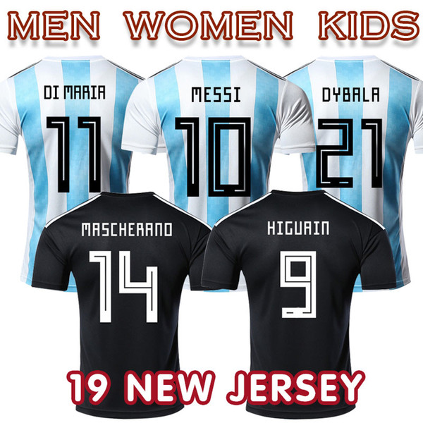 2019 Argentina Soccer Jerseys Argentina Home away 10 MESSI AGUERO 21 DYBALA 11 DI MARIA football shirt uniform size S-3XL