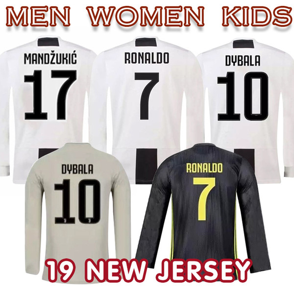 201819 juventus long sleeves ronaldo DYBALA MATUIDI MARCHISIO soccer jersey MANDZUKIC PJANIC Maillots de football home away Third Men kids