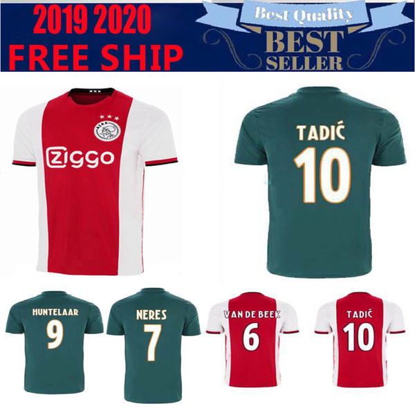 CH patch version Ajax home red white Soccer Jerseys 19/20 Soccer Shirt 2019 #10 TADIC #21 DE JONG #4 DE LIGT #22 ZIYEC football uniform