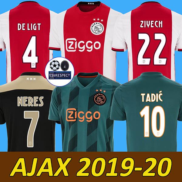 19 20 ajax soccer jersey DE JONG DE LIGT ajaxa msterdam camiseta fútbol VAN DE BEEK NERES 2019 2020 camisa futebol TADIC ZIYECH maillot