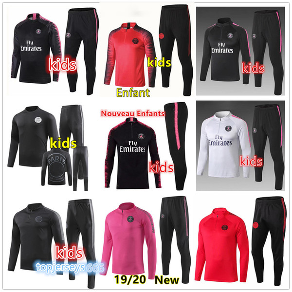 New kids Psg tracksuit 2019 2020 psg soccer jogging jacket MBAPPE POGBA 18/19 Paris child football training suit