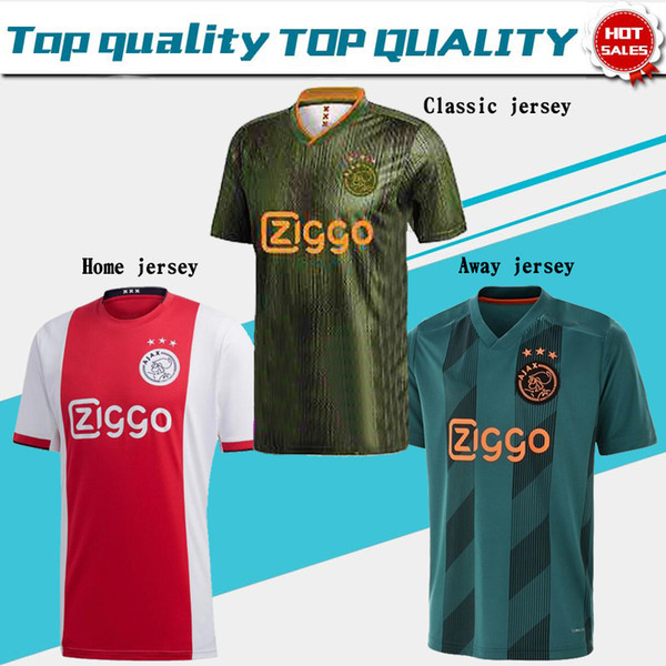 2019 AJAX home Soccer Jerseys #21 DE JONG away Shirt ajax 19/20 #10 TADIC #4 DE LIGT #22 ZIYECH Men football uniforms