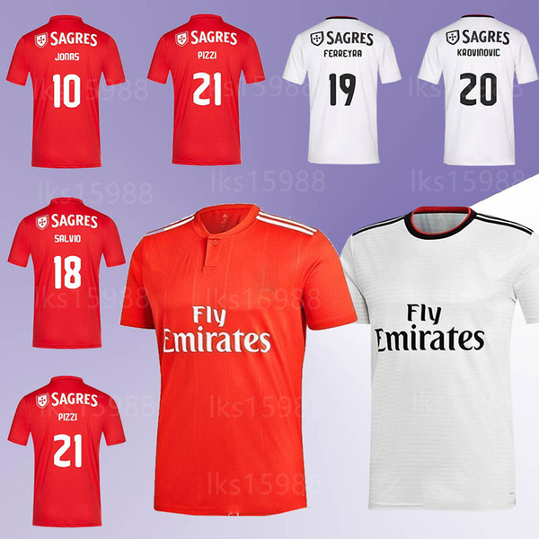 Benfica Soccer Jersey 10 JONAS 20 KROVINOVIC 21 PIZZI 19 FERREYRR 18 SALVIO Comfortable and breathable, absorb sweat and dry quickly