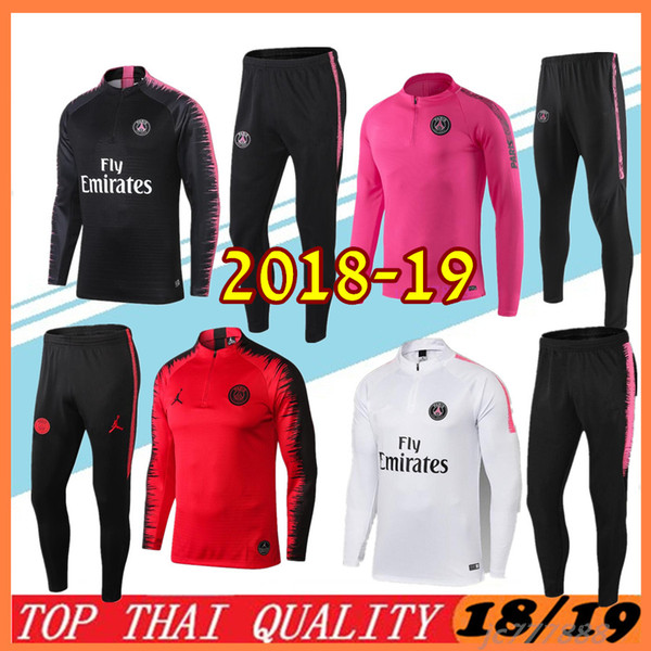 Best quality PSG adult Soccer tracksuit set 2018 2019 Paris tracksuits 18 19 MBAPPE LUCAS HOME Football jacket kit psg Training suit