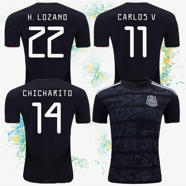 2019 New Mexico Jerseys GOLD CUP Soccer Jerseys Mejico Home Black KIT 14 CHICHARITO 11 CARLOS 22 H.LOZANO Customizable football suit