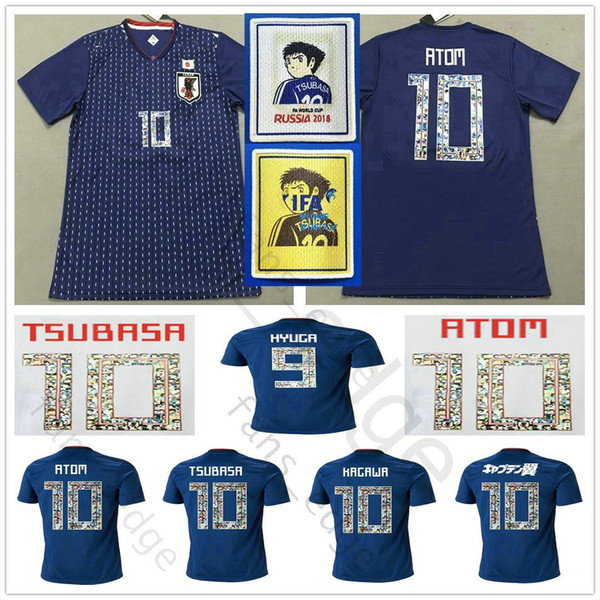 Cartoon Number 2018 World Cup Japan Soccer Jersey Captain TSUBASA 10 OLIVER ATOM KAGAWA ENDO 9 HYUGA NAGATOMO Custom Blue Football Shirt