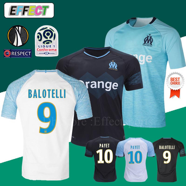 2018 Olympique de Marseille BALOTELLI Soccer jerseys 2019 Maillot De Foot PAYET L.GUSTAVO THAUVIN 18 19 OM Home White Third Football shirts