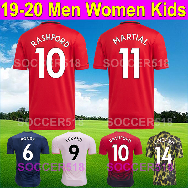 2019 2020 Manchester RASHFORD red Man Lukaku United POGBA UTD 19 20 soccer Jerseys 2018 19 kids football shirt Kit MARTIAL LINGARD maillots